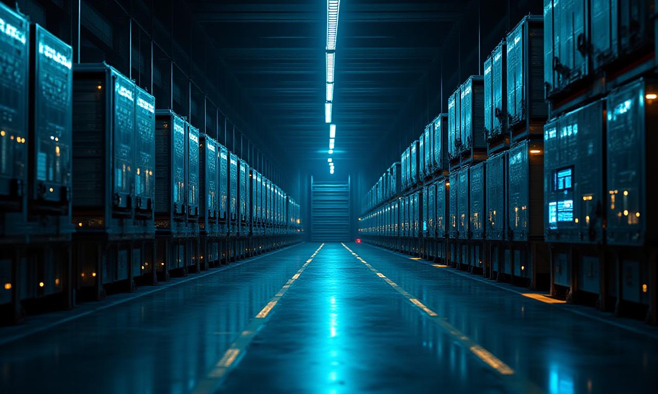 Modern automated warehouse facility with logistics technology
